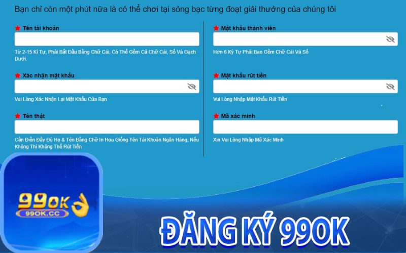 Hướng dẫn đăng ký tài khoản chơi tại nhà cái 99ok